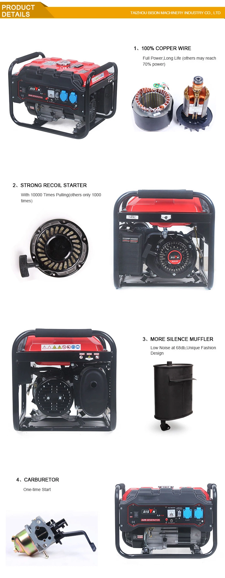 Basic Customization 650W 850W 1000W 2000W 3kw 6.0kw 7.5kVA 8500W Home Small Portable Petrol Generator Gas Mini Power Gasoline Generator with Wholesale Price